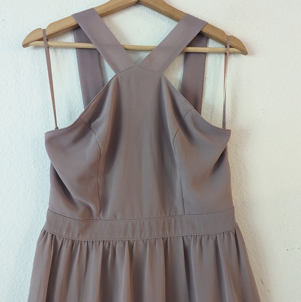 Lulus Forevermore Taupe Skater Dress View 3